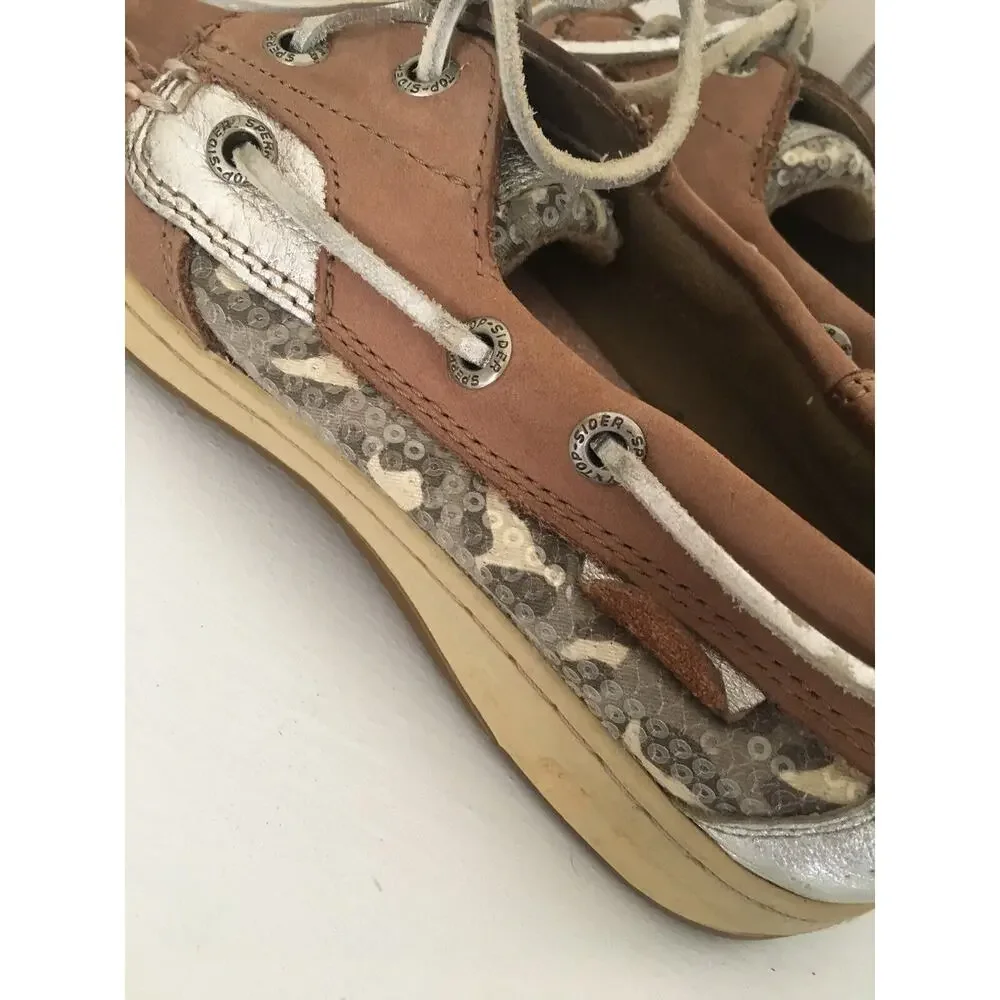 6.5M Sperry Top-Sider Bluefish Leopard Print Sequin Boat Shoes 9174624